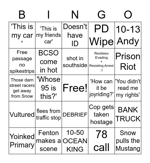 PD Bingo Card