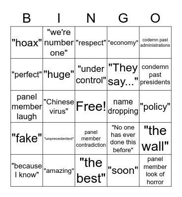 Trump COVID19 Press Conference  Bingo Card