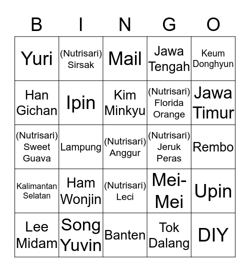 PUNYA BATU Bingo Card