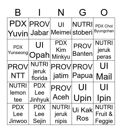 misung Bingo Card