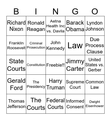 Chapters 4 and 5  Bingo Card