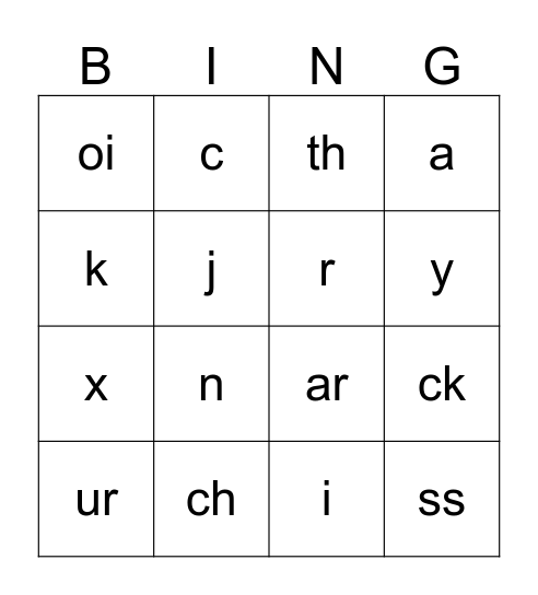 Phonic Bingo  Bingo Card