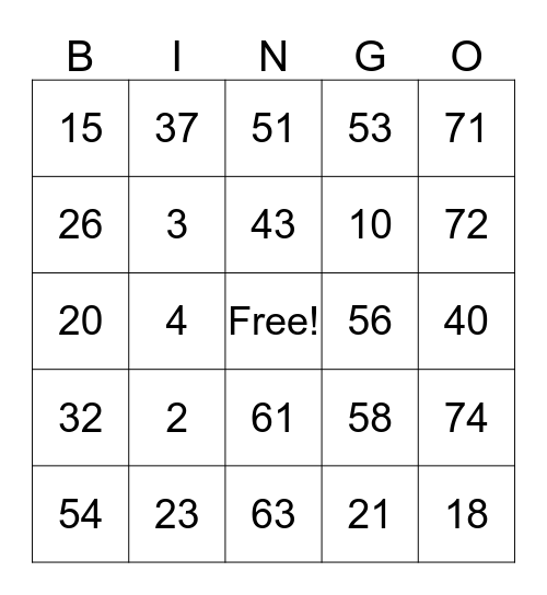 H&P Bingo Card