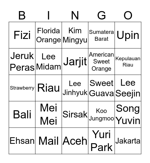 Prince Hwang Ababwa Bingo Card