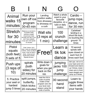 HSC OFF-ICE BINGO Card