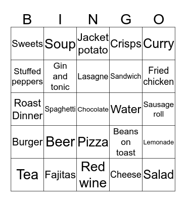 Food & Drink Bingo Card