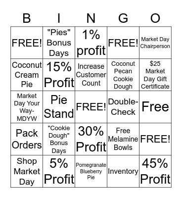 Market Day Bingo! Bingo Card