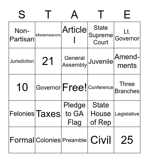 Government BINGO Card