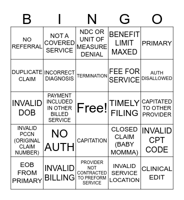 FACETS BINGO Card