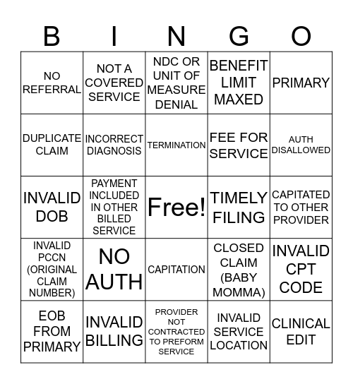 FACETS BINGO Card