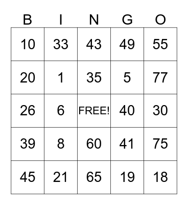 BEATRICE BINGO CARD Bingo Card