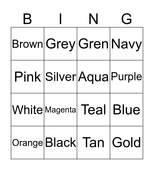 Color BINGO Card