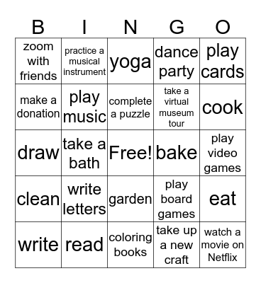 GUGMS Quarantine Bingo Card