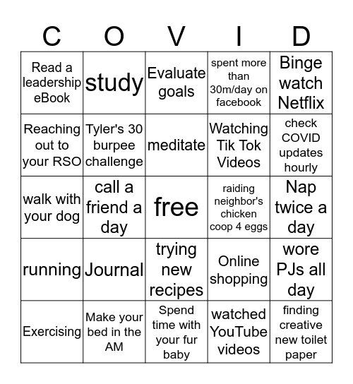 How are you spending your stay at home? Bingo Card