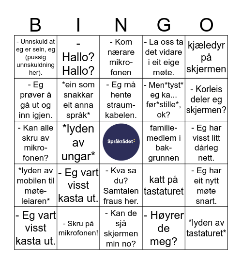 Nettmøtebingo Card