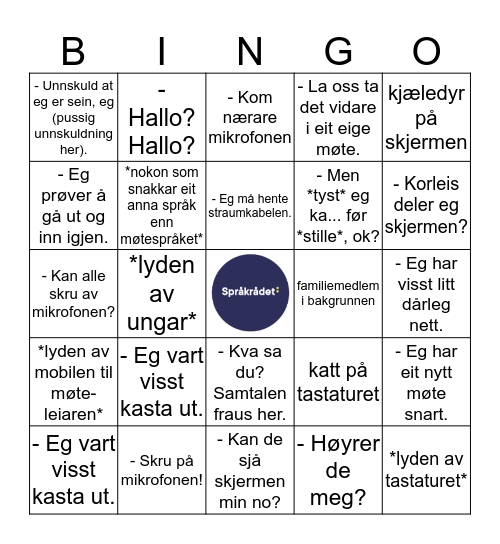 Nettmøtebingo Card