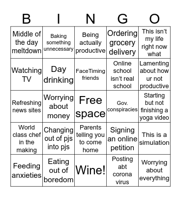 Social distancing bingo  Bingo Card