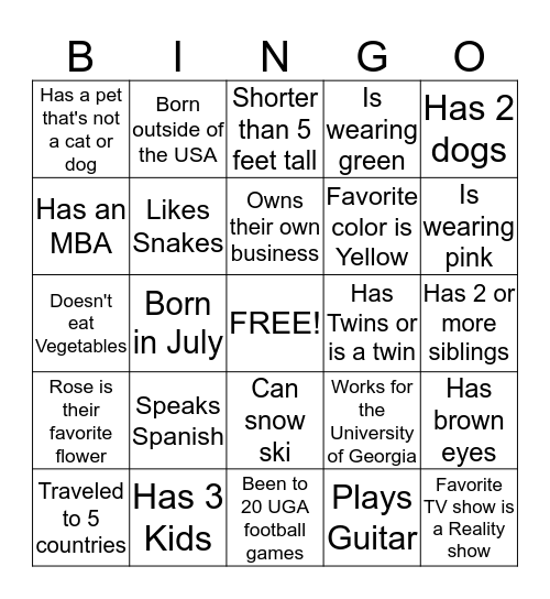 AACA General Meeting Bingo Card