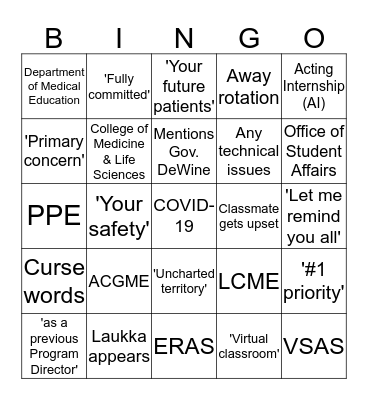 Town Hall Bingo Card