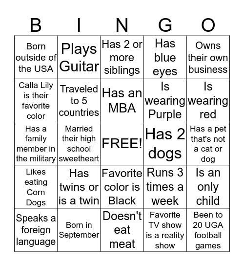 July AACA General Meeting Icebreaker Bingo Card