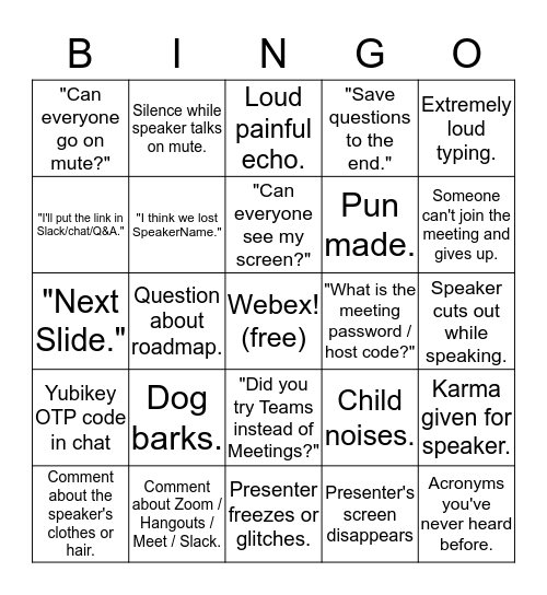 R&D/DLT/BEAT Bingo Card