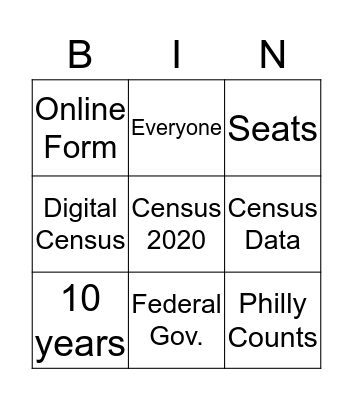 Census Bingo Card