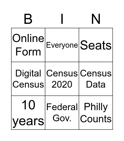 Census Bingo Card