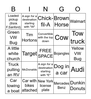 Davis/Middaugh/Lothes Vacation BINGO Card