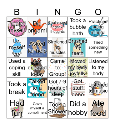 Self-Care Bingo Card