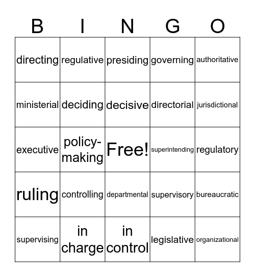 Manager Bingo Card