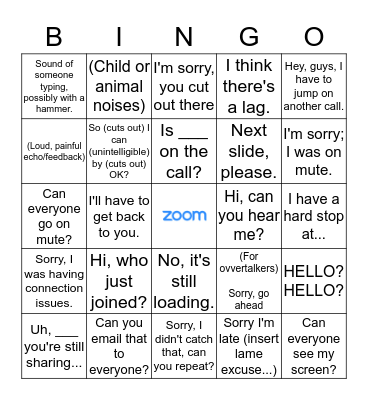 Conference Call Bingo Card