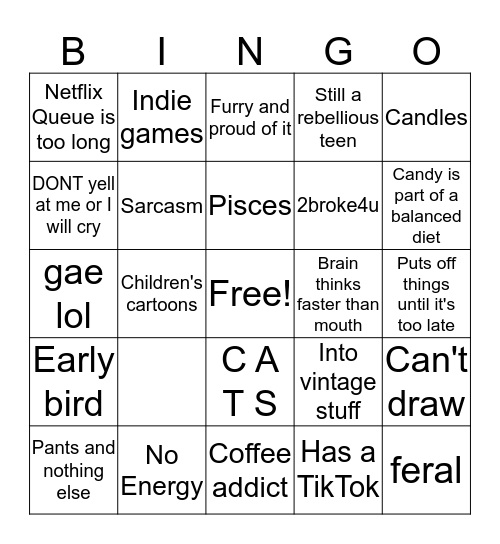 Emma's Bingo Card