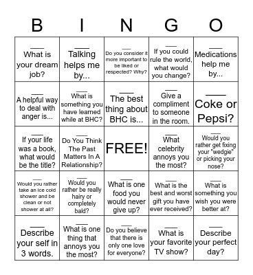 Social Bingo Card