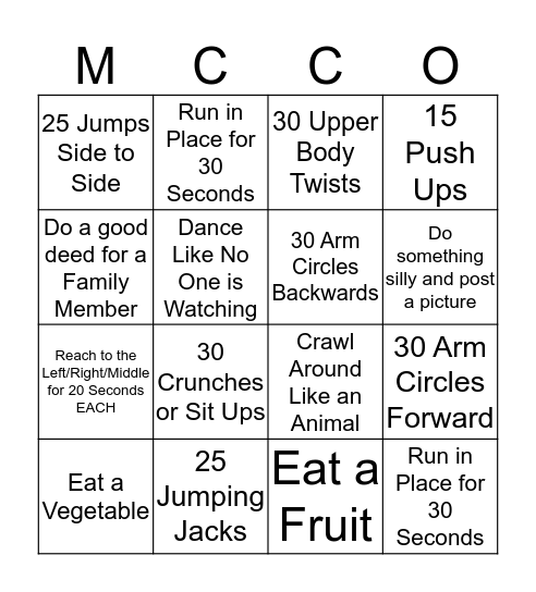 3-5 Bingo Card