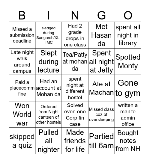 IIMC BINGO Card