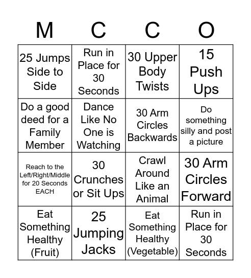 3-5 Bingo Card