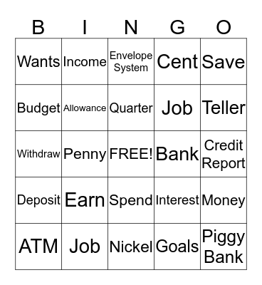 Banking Bingo Card