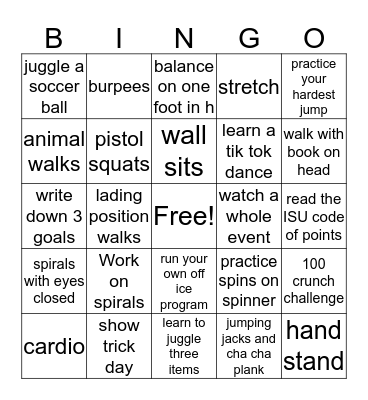 HSC OFF-ICE BINGO Card
