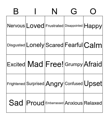I feel... Bingo Card