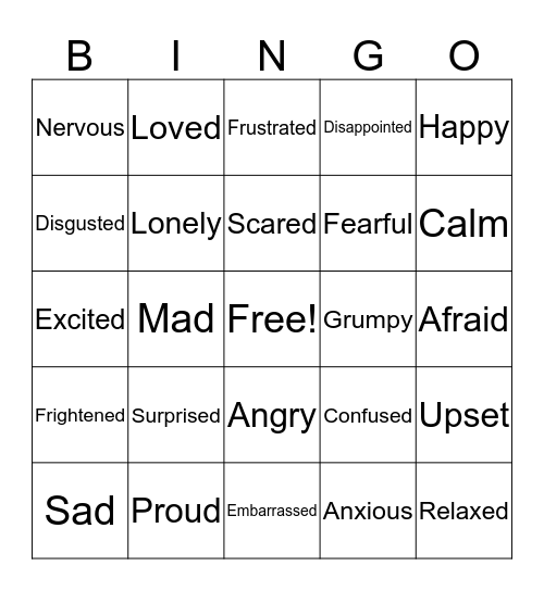 I feel... Bingo Card