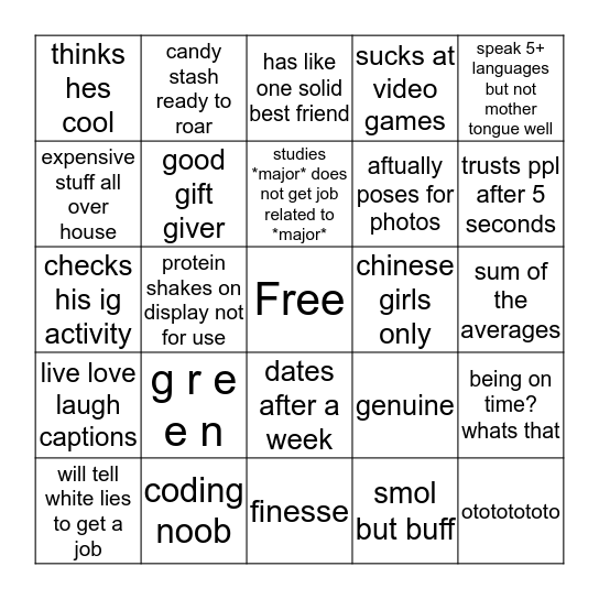 Yuichi Bingo Card