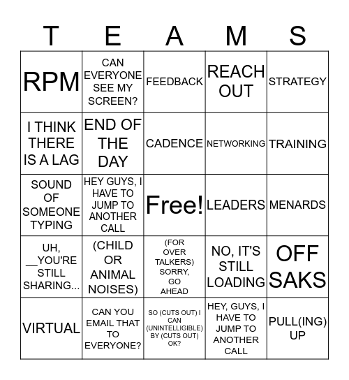 Partnership Bingo Card