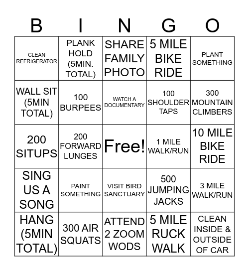 CFV BINGO Card