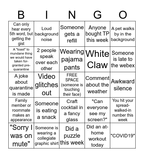 QUARANTINGO!  Bingo Card