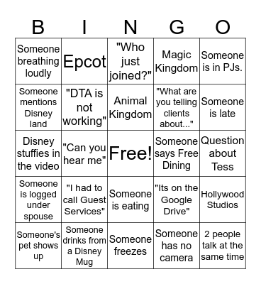 PMV Bingo Card