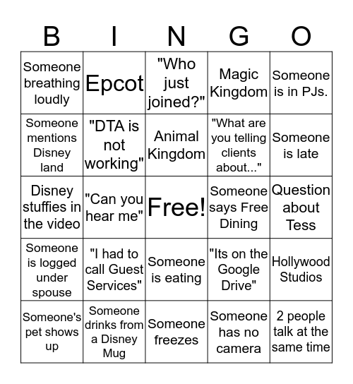 PMV Bingo Card