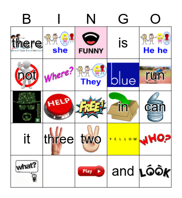 Sight Words Bingo Card