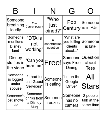 PMV Bingo Card