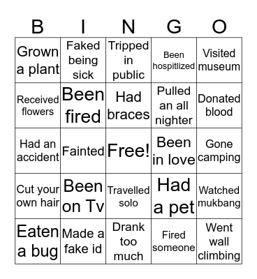 Have you ever BINGO Card