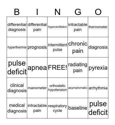 Term Words Bingo Card